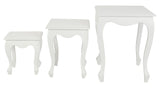 Queen Ann Nest of Table Set of 3 (White) - Side View