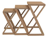 Manhattan Solid Mindi Timber Nest of Tables - Set of 3 (Natural) - Front View