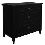 Beau 3 Drawer Solid White Cedar Turn Leg Dresser (Black) - Front View