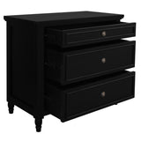 Beau 3 Drawer Solid White Cedar Turn Leg Dresser (Black) - Side View