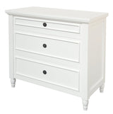 Beau 3 Drawer Solid White Cedar Turn Leg Dresser (White) - Front View