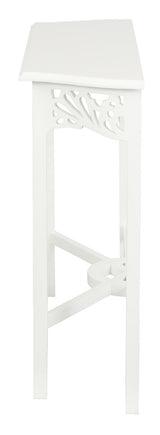 Jepara Carved Sofa Table (White) - Side View