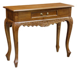Jepara 1 Drawer Carved Sofa/Hall Table  (Light Pecan) - Front View
