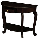 Emilie Cabriole Leg 1 Drawer Half Round Entry Table - Chocolate - Front View