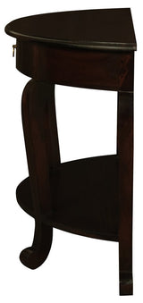 Emilie Cabriole Leg 1 Drawer Half Round Entry Table - Chocolate - Top-Down View