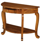 Emilie Cabriole Leg 1 Drawer Half Round Entry Table - Light Pecan - Front View