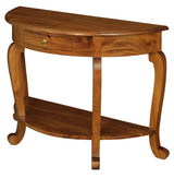 Emilie Cabriole Leg 1 Drawer Half Round Entry Table - Light Pecan - Side View