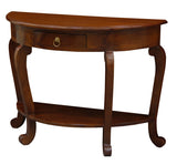 Emilie Cabriole Leg 1 Drawer Half Round Entry Table - Mahogany - Front View
