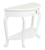 Emilie Cabriole Leg 1 Drawer Half Round Entry Table - White - Front View