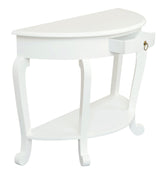 Emilie Cabriole Leg 1 Drawer Half Round Entry Table - White - Side View