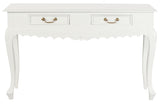 Seine 2 Drawer Carved Sofa Table (White)