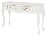 Seine 2 Drawer Carved Sofa Table (White) - Front View