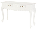 Seine 2 Drawer Carved Sofa Table (White) - Side View