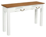 2 Drawer Straight Leg Sofa/Hall Table (White Caramel) - Front View