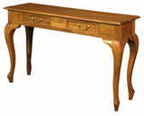 Queen Ann 2 Drawer Sofa Table (Light Pecan) - Front View
