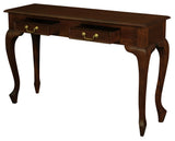 Queen Ann 2 Drawer Sofa Table (Mahogany) - Side View