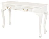 Queen Ann 2 Drawer Sofa Table (White) - Front View