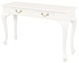 Queen Ann 2 Drawer Sofa Table (White) - Side View