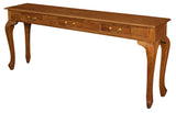 Queen Anne 3 Drawer Sofa Table - Light Pecan - Front View