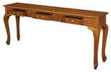 Queen Anne 3 Drawer Sofa Table - Light Pecan - Side View