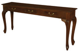 Queen Anne 3 Drawer Sofa Table - Mahogany - Side View