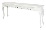Queen Anne 3 Drawer Sofa Table - White - Side View