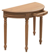 Huntley Turn Leg Half Round Sofa Table (Natural) - Side View
