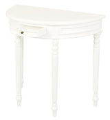 Turn Leg Half Round Sofa Table (White) - Front View