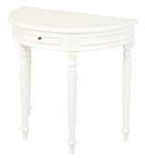 Turn Leg Half Round Sofa Table (White) - Side View