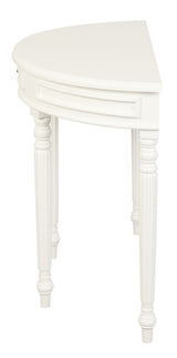 Turn Leg Half Round Sofa Table (White) - Top-Down View