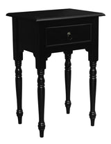 Milly Turn Leg 1 Drawer Side Table  (Black) - Front View