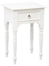 Milly Turn Leg 1 Drawer Side Table (White) - Side View