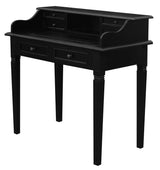 Winston 6 Drawer Solid Timber Writing Desk (Black) - Side View