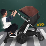 Baby Jogger Glider Board 2 in 1 Kid Stroller Board with Dismountable Seat AU black wheel - 45-Degree Angle
