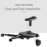 Baby Jogger Glider Board 2 in 1 Kid Stroller Board with Dismountable Seat AU black wheel - Close-Up Angle