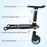 Stroller Step Board Toddler Buggys Wheel Standing Board Skateboard For Pram Kids Blue - Rear View