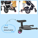 Stroller Step Board Toddler Buggys Wheel Standing Board Skateboard For Pram Kids Pink - Side View