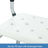 Adjustable Shower Chair Bath Seat Heavy Duty Bathtub Armrests Bench Bathroom - Rear View