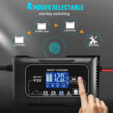 12/24V Automatic Car Battery Charger For Lithium Lifepo4 Lead-Acid AGM/Gel/SLA - Top-Down View