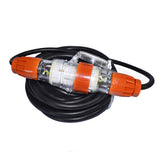 32 Amp 5m 3 Pin Extension Lead Single Phase 250V Rubber Cable Male/Female Plug - Side View