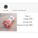 32 Amp 5m 3 Pin Extension Lead Single Phase 250V Rubber Cable Male/Female Plug - Close-Up Angle