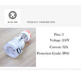 32 Amp 5m 3 Pin Extension Lead Single Phase 250V Rubber Cable Male/Female Plug - Extra Image