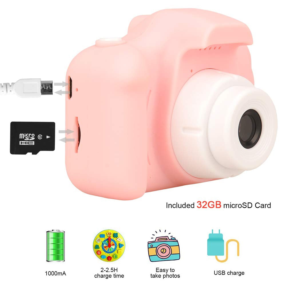 Mini Digital Children Camera Kids Camera 2.0 LCD Toy 32G Card HD