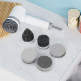 6in1 Electric Spin Scrubber Cordless Rechargeable Cleaning Brush with 6 Head Kit - Low Angle