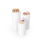 3pcs Metal Round Plinth Cylinder Pedestal Stand Wedding Decoration Cake Flower - Low Angle