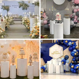 5pcs Metal Round Plinth Cylinder Pedestal Stand Wedding Decoration Cake Flower - Front View