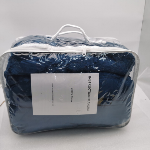 Double-side Flannel Heated Electric Throw Blanket Fast Heating Warm Washable Blue