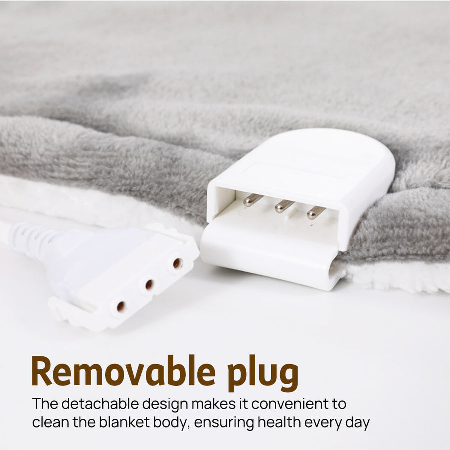 Double-side Flannel Heated Electric Throw Blanket Fast Heating Warm Washable gray