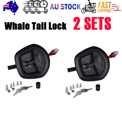 2PCS Black Central Locking T Handle Whale Tail Lock Folding Trailer Ute Canopy