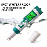 7 In 1 PH Meter TDS/EC/Salt/Temp Water Quality Monitor Tester Pen Pool Aquarium - 45-Degree Angle